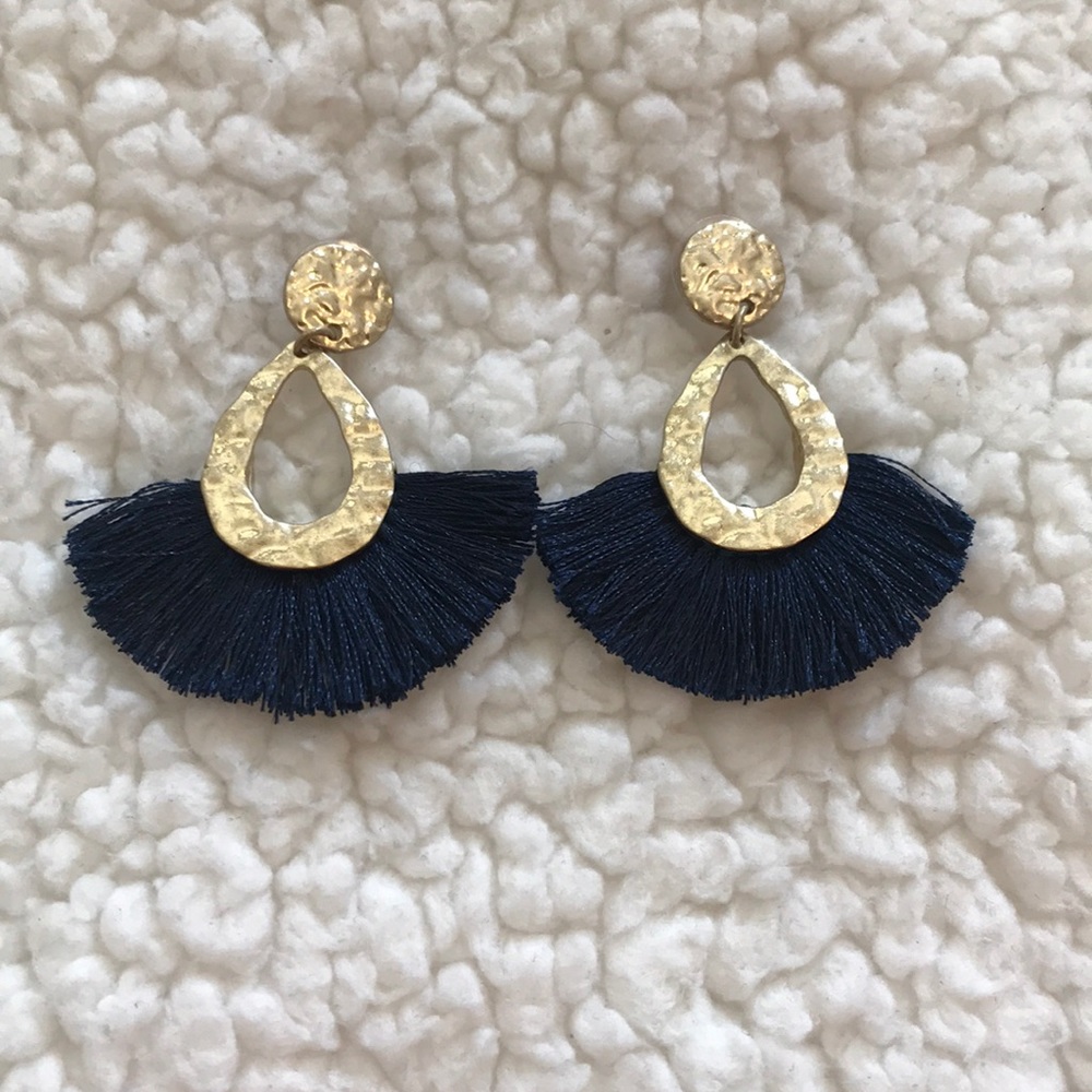 Navy Tassel Earrings